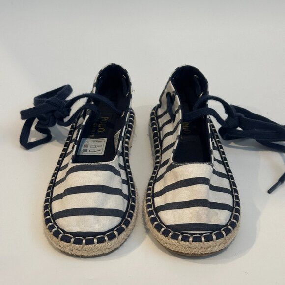 Ralph Lauren Pyper Striped Canvas Espadrille Child 12 1/2 Retail: $75.00 - Picture 3 of 6